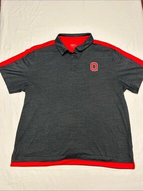 Ohio State Varsity Charcoal and Red Polo with 'O' Chest Patch